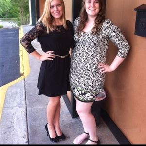 Black Lace Shoulder Dress - HAS POCKETS